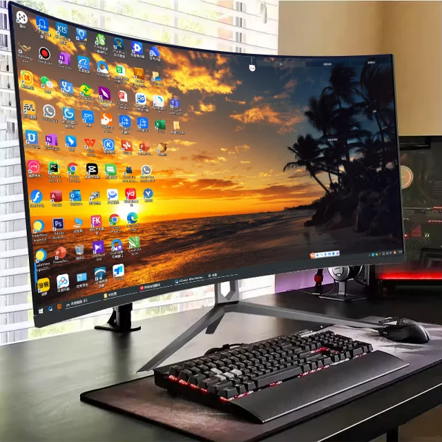 Curved Gaming Monitor, HD Widescreen Curved Surface Display Screen, Ultra‑Thin Desktop Monitor for PC Laptop