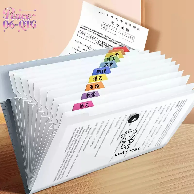 Hot Transparent Insert File Folder A4 Document Bag Multi-Layer Expanding Folder Holde For School Office Stationery