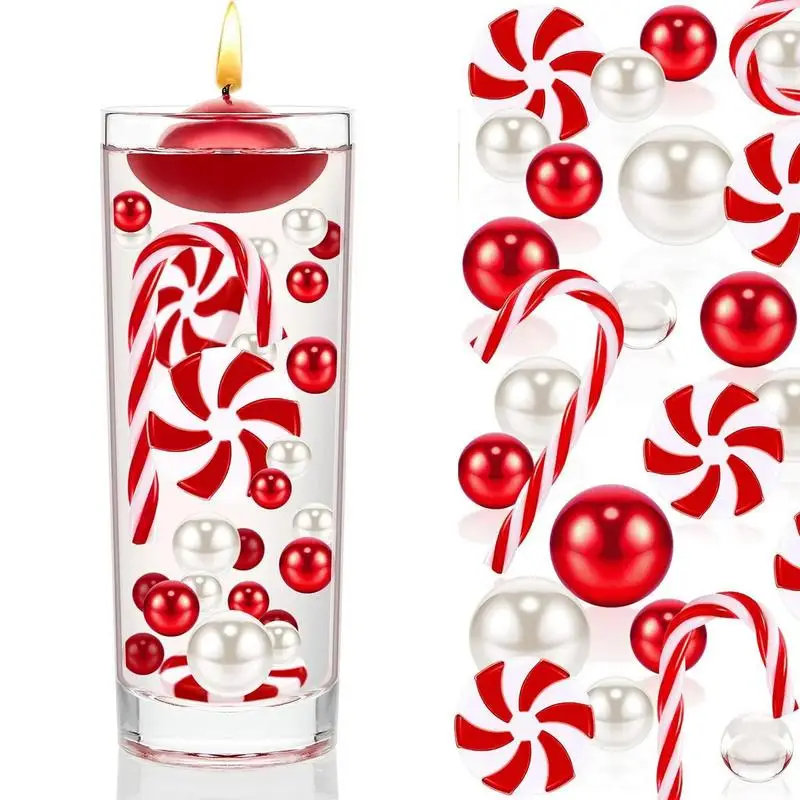 Christmas Vase Filler Pearl for Vase Candyland Pearls Water Gels Beads Floating Candles Centerpiece for Christmas Party Decor