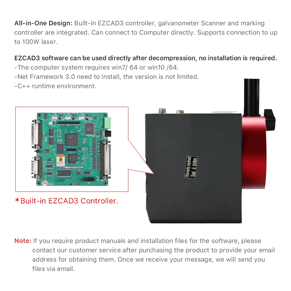 Ultrarayc 2.5D Relief Fiber Laser Galvo Scanner G3 Pro Built-in EZCAD3 Controller and Marking Controller Galvanometer Scanner