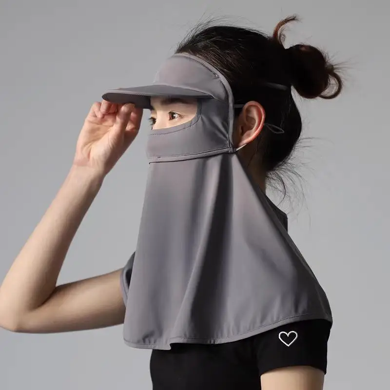 UV Sun Protection Ice Silk Set Thin Brim Sun Hat With Breathable Face Mask Multifunctional Outdoor Sports Sun Shield Gear