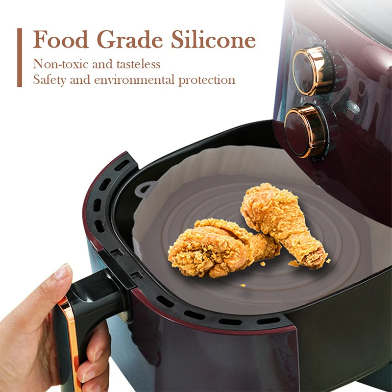 2Pcs Air Fryer Silicone Basket Silicone Mold Airfryer Oven Baking Tray Pizza Fried Chicken Basket Reusable Pan Liner Accessories