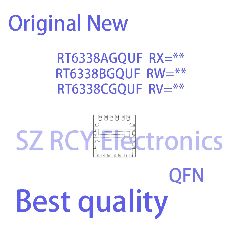 

(5 PCS)NEW RT6338AGQUF RX= RT6338BGQUF RW= RT6338CGQUF RV=RT6338A RT6338B RT6338C QFN IC Chip electronic