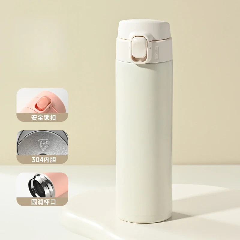 304 Stainless Steel Insulated Bottle with High Aesthetic Value Simple Design Student Water Cup Creative Bouncing Cover Gift Cup