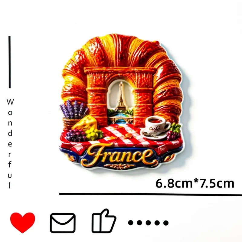 Paris France 3D Resin Fridge Magnet Eiffel Tower Landmark Travel Souvenir Refrigerator Sticker Home Decor Gift