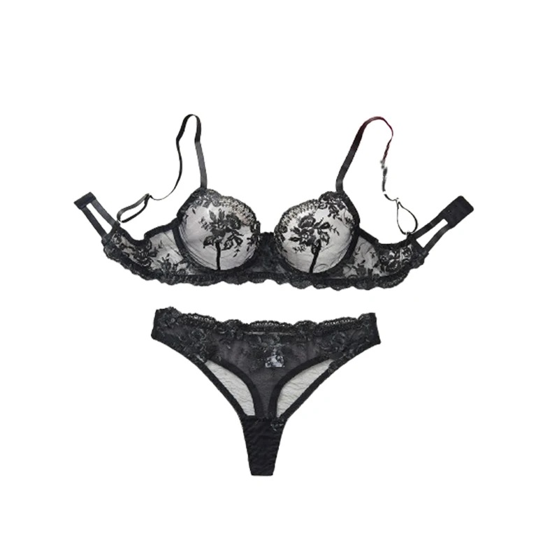 

Бюстгальтер с вышивкой, короткие комплекты, прозрачное кружево на косточках, сексуальное женское белье, модное ультратонкое нижнее белье, прозрачные черные экзотические комплекты