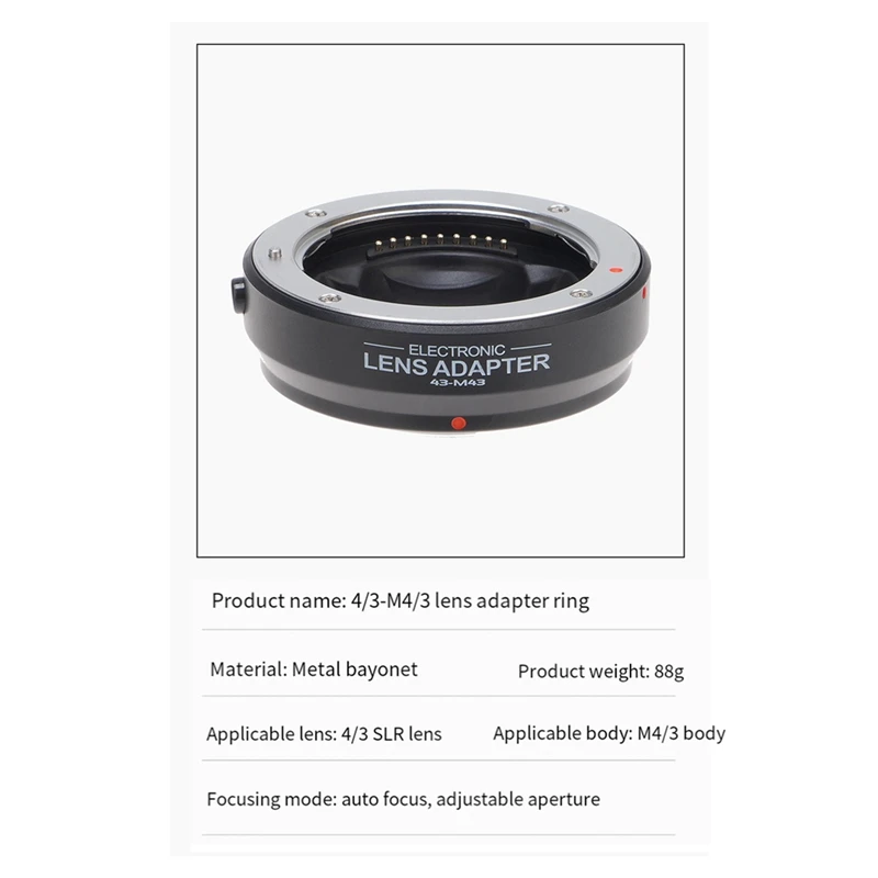 4/3 To M4/3 Camera Adapter Ring Auto Focus Lens Mount For Olympus Panasonic Durable Easy Install