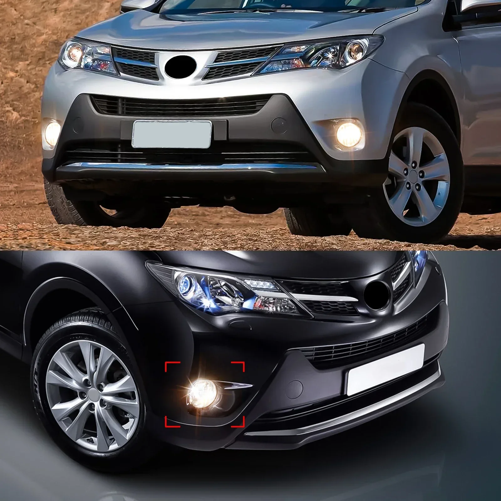 LED Fog Lamp Waterproof Car Accessories For Toyota RAV4 2013 2014 2015 Halogen Bulb Bumper Lights Frame Cover With Wires Switch