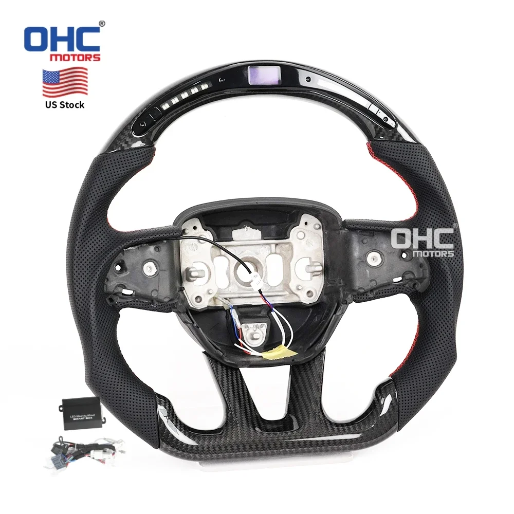 

USA in STOCK Real Carbon Fiber LED Steering Wheel for Dodge Challenger 2015-2024 Charger SRT/SXT/GT/R/T/Scat Pack/Hellcat！！