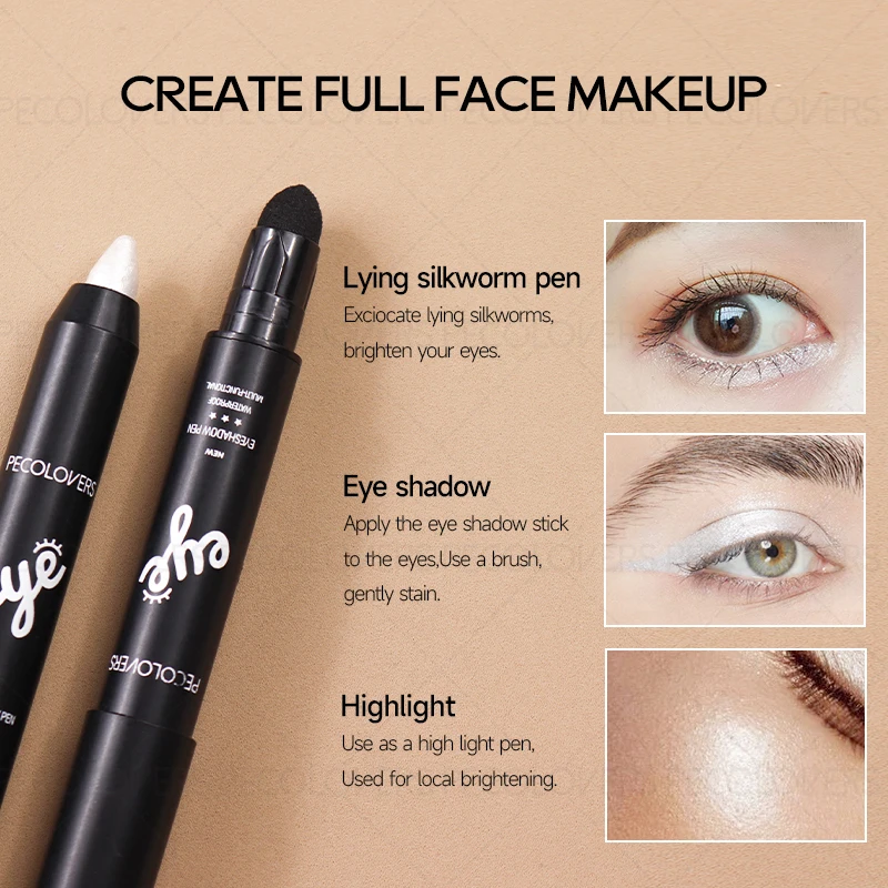 Matte White Eye Shadow & Aegyo Sal Highlighter Pen - Professional K-Beauty Cosmetic, Perfect for Glitter Eye Makeup for Women