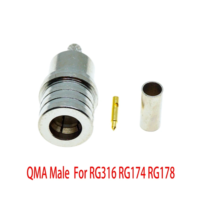 QMA Male Plug Female Jack Coaxial Crimp Solder connector RF Adapter For RG316 RG174 RG178 RG58 RG400 RG142 Coax Cable Brass