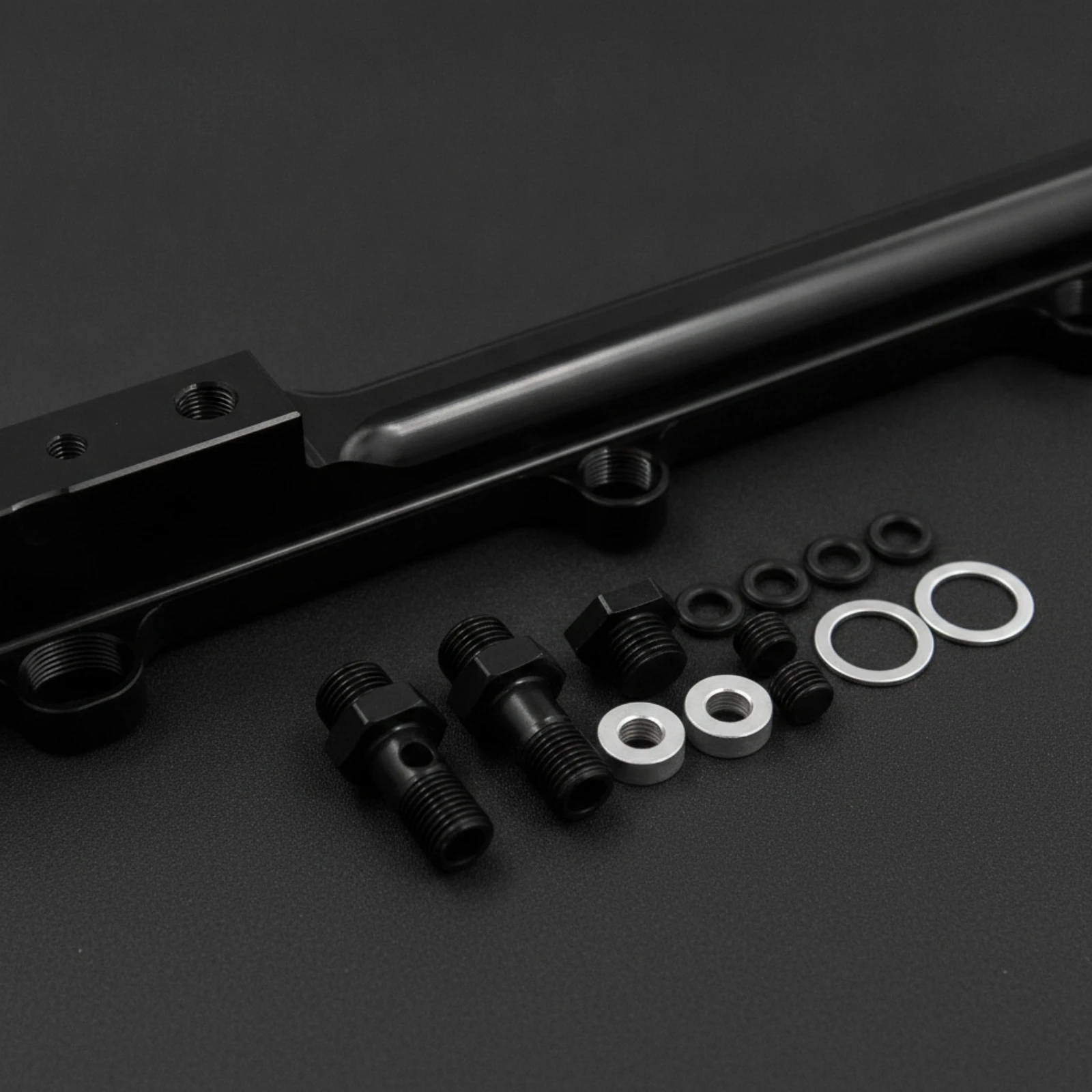 Aluminum Fuel Rail High Flow Fuel Rail with Hardware Auto Part Black Precision-Machined for Tuner, Engine Build