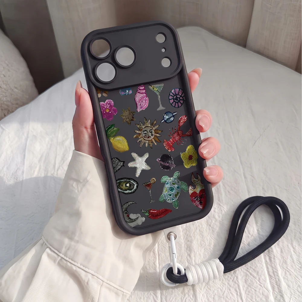 Handyhülle für Samsung Galaxy Note 20 S25 S26 Plus S24 S23 FE S25 S24 S23 Ultra A57 A07 5G Retro Elements Lanyard Silikonhülle – Detail 2