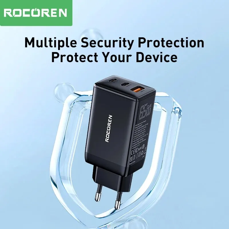 Rocoren 65W GaN Charger Quick Charge PD Type C USB Charger for iPhone 15 14 13 Pro Max Xiaomi 12 Samsung Fast Charger for Laptop image 3
