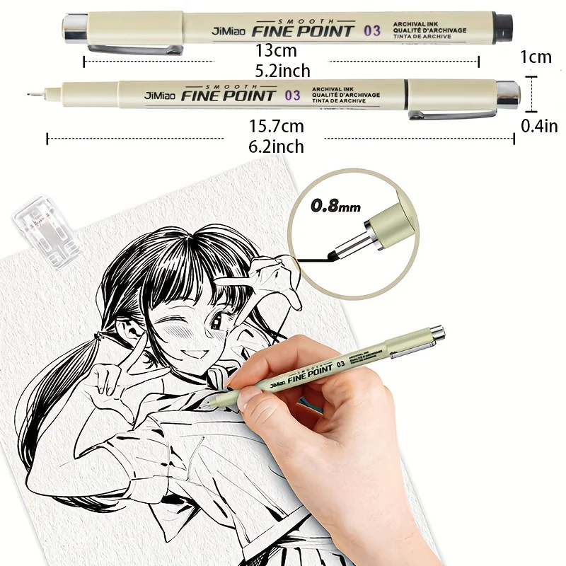 12 teile/satz wasserdichte Tinte schwarz Mikron Neelde Zeichenstift Pigment feine Linie Skizze Marker Stift für Hand farbe Anime Kunst liefert