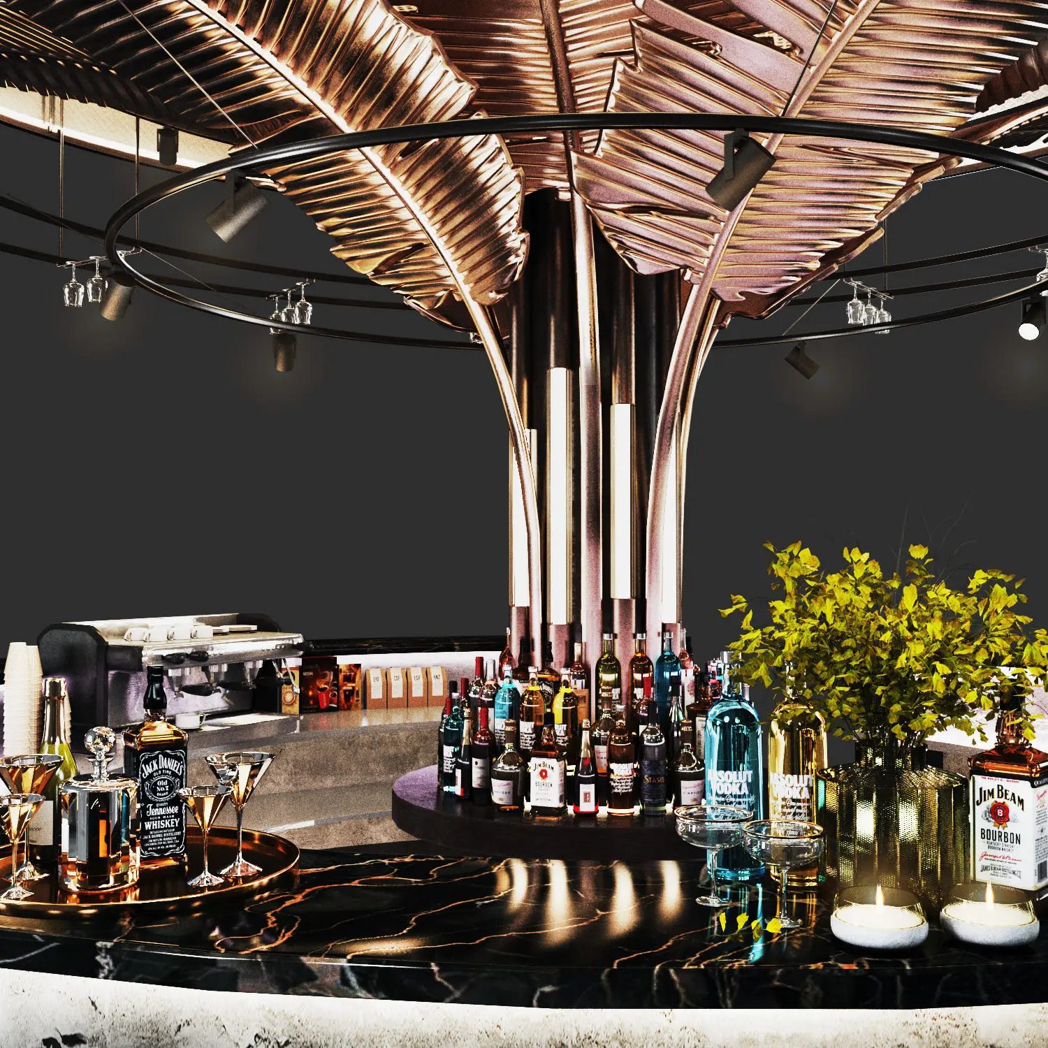Cocktail Bar Station Island Counter Commercial Bar Equipment for Restaurant Nightclub