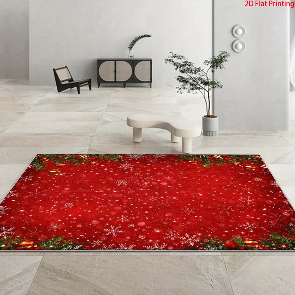Candy Cane Xmas Rug Apartment Lounge Space Red White Ball Pattern Soft Blanket Holiday Fireplace Side Ground Decoration Mats