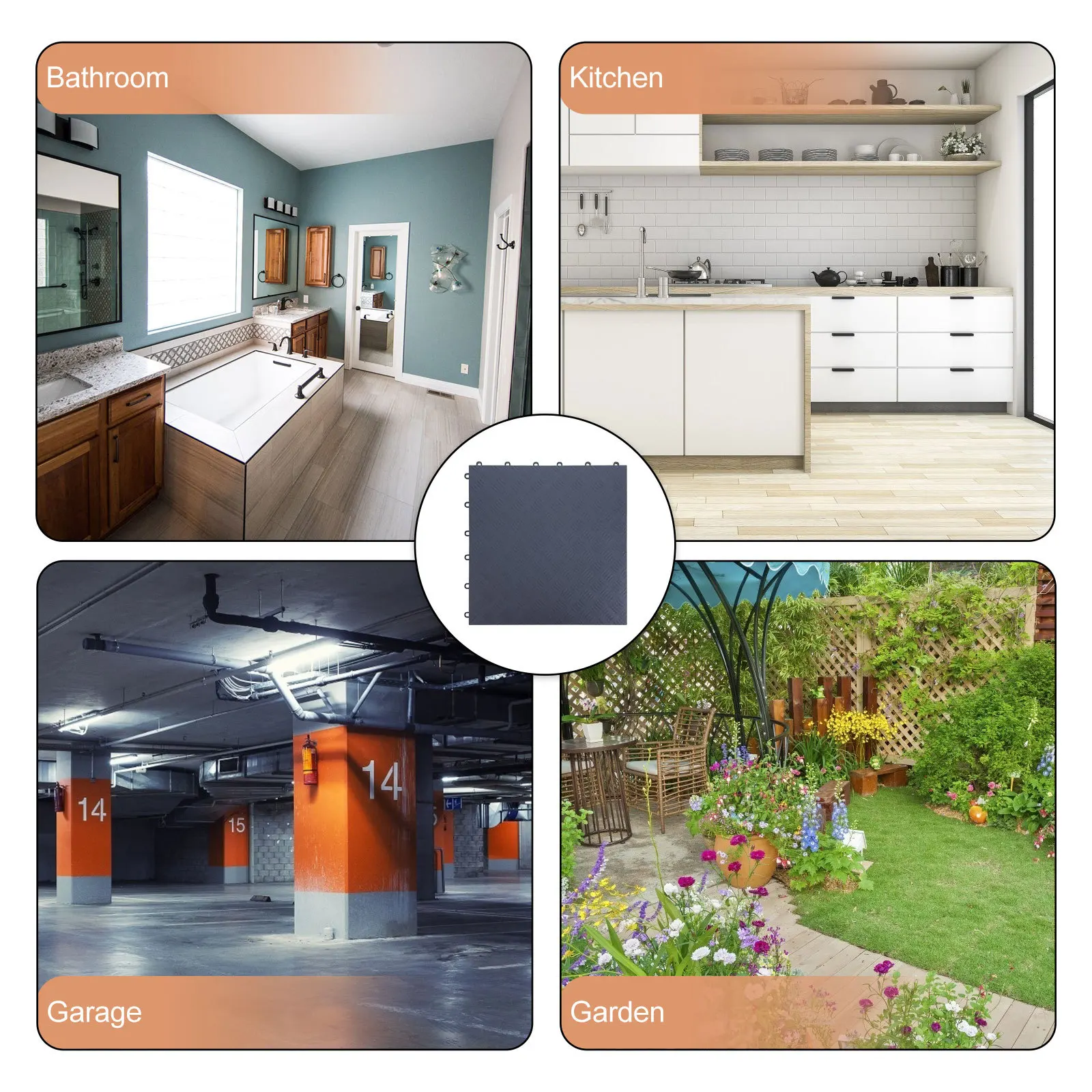 Garage Floor Tiles Thickened Interlocking Durable Non-Slip Anti-Oil Stain Resistant Garage Flooring Mats for Home Gym Deck