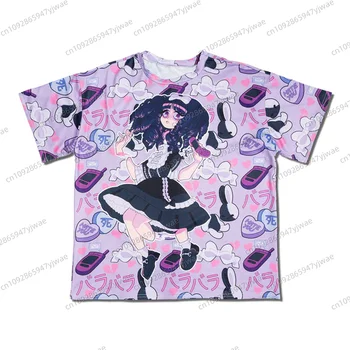 BaraBara 可愛卡哇伊 Yami 印花女短袖T卹 夏季休閒3D印花 夏季可愛男士運動上衣T卹 10 最佳銷售 暗黑可愛風服裝 - №3