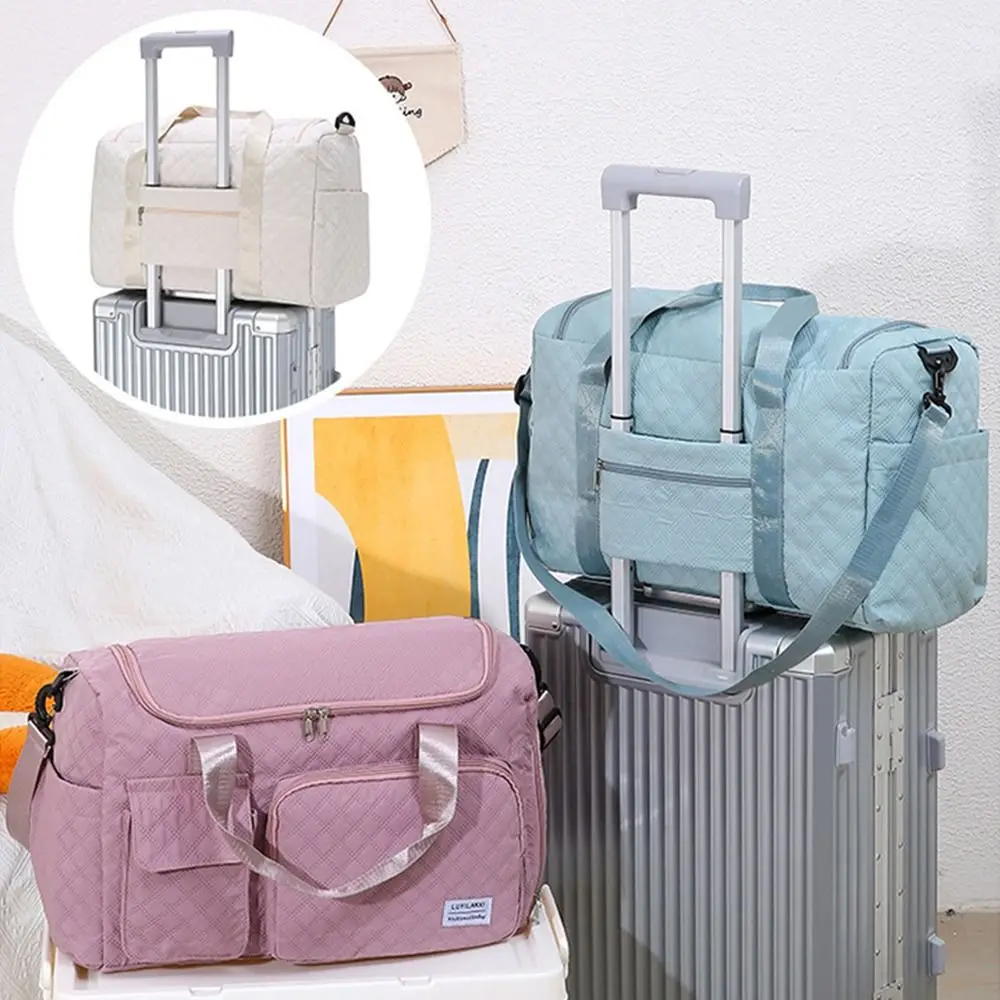 

Portable Oxford Travel Duffel Bag Foldable Short Distance Nylon Duffle Bag Multi Layered Sturdy Travel Luggage Bag Girl