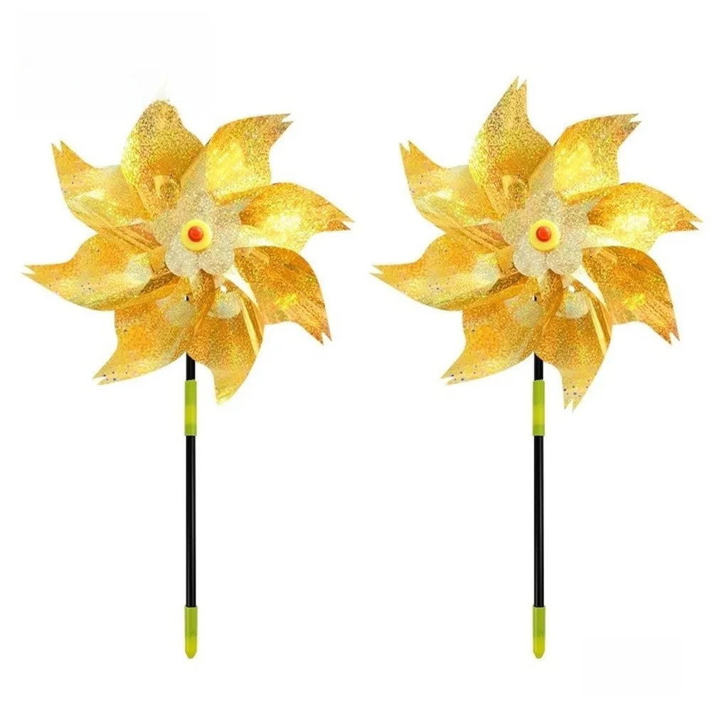 2pcs Reflective Shiny For garden Windmills 52x24.5cm for Bird Deterrent and Outdoor Decoration in Red Yellow Silver