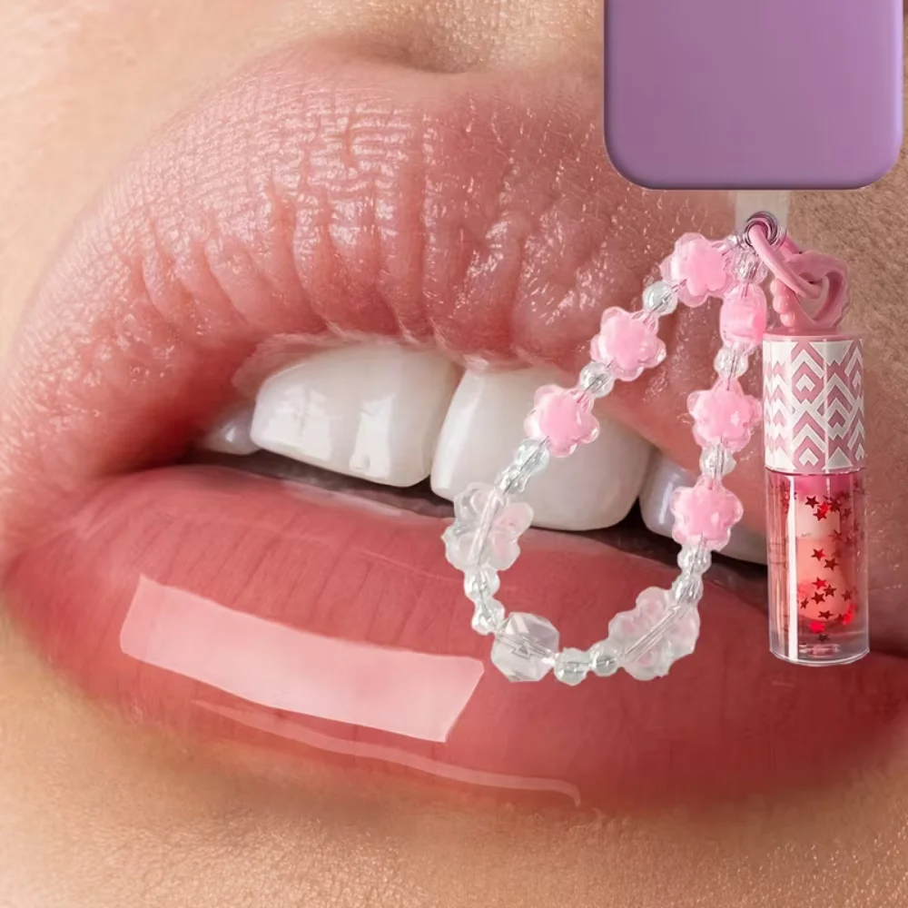 زيت شفاه مرطب محمول مع قلادة - ملمع شفاه مغذي، إعادة تطبيق محمولة، لطيف ومريح، ملمع شفاه محمول