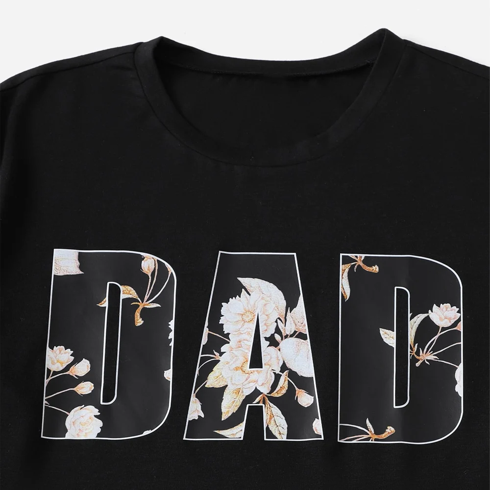 Mommy and me clothes Black Floral Half Sleeve Mom and Daughter Dress 2022 Summer father and daughter Son Matching Family Outfits