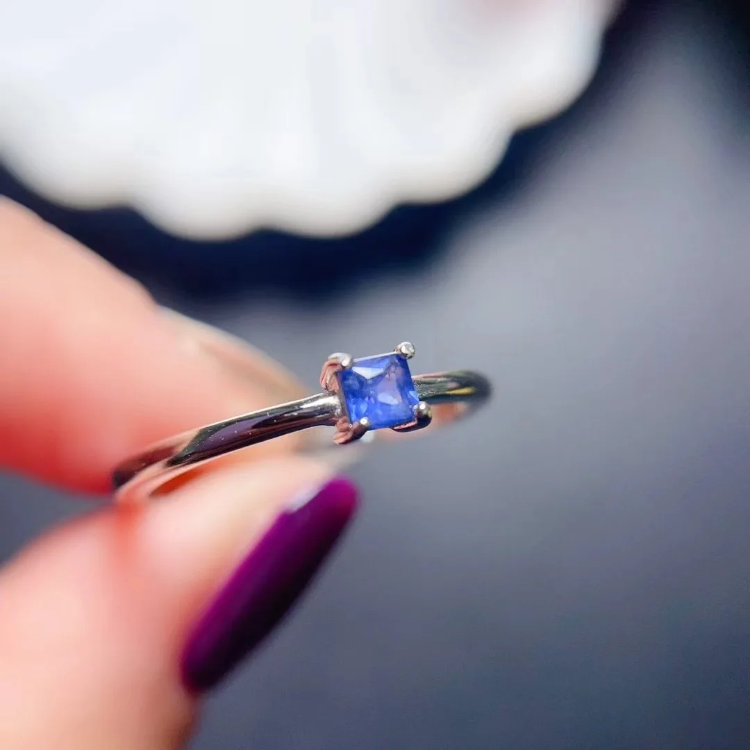 

Simple Natural Sapphire Ring, Royal Blue Sapphire, 925 Silver Women's Ring, Daily Wear