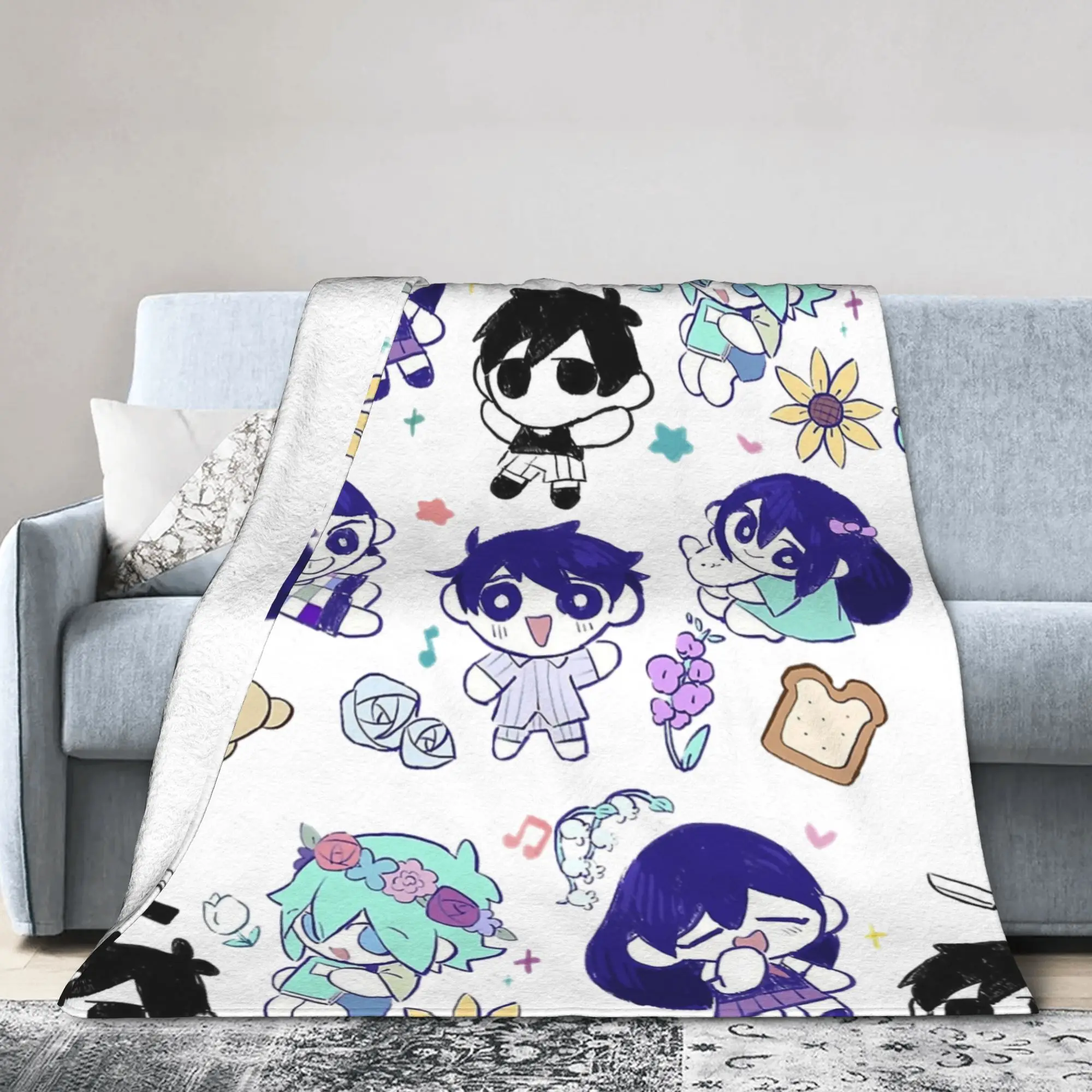

Omori Friends Game Blanket Flannel Winter Multifunction Lightweight Thin Throw Blanket for Bed Office Bedspread