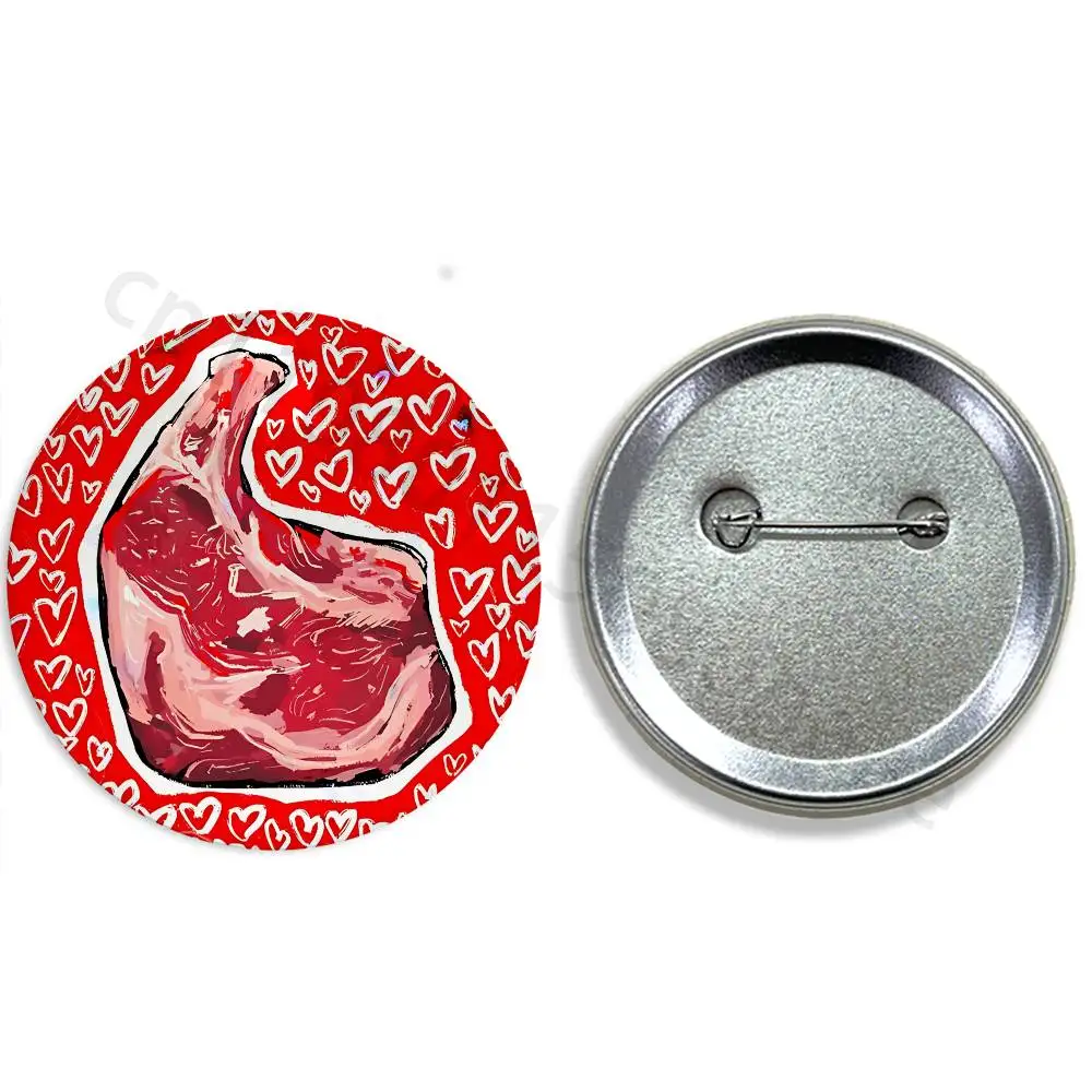 Funny Meat Design 58mm Badge Brooches on Backpack Clothes Handmade Round Enamel Pins for Jewelry