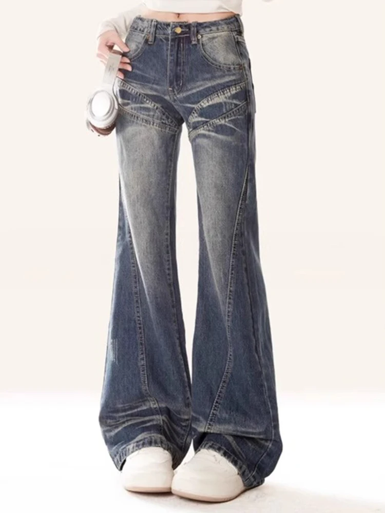 

Y2K Slightly Flared Jeans Women Spring Casual Two Length Loose Fit Slimming Wide Leg Pants High Waisted Drooping Floor