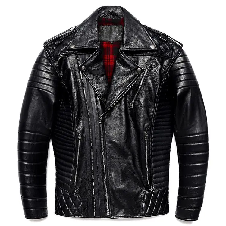 New product first-layer cowhide leather jacket men's quilting cotton youth locomotive wind warm oblique zipper short jacket