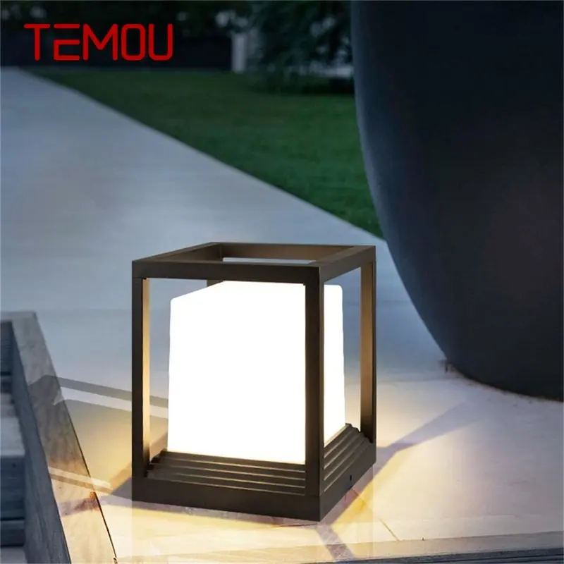 

TEMOU Solar Outdoor Light Post Light LED Waterproof Modern Pillar Lamp for Patio Porch Balcony Courtyard Villa