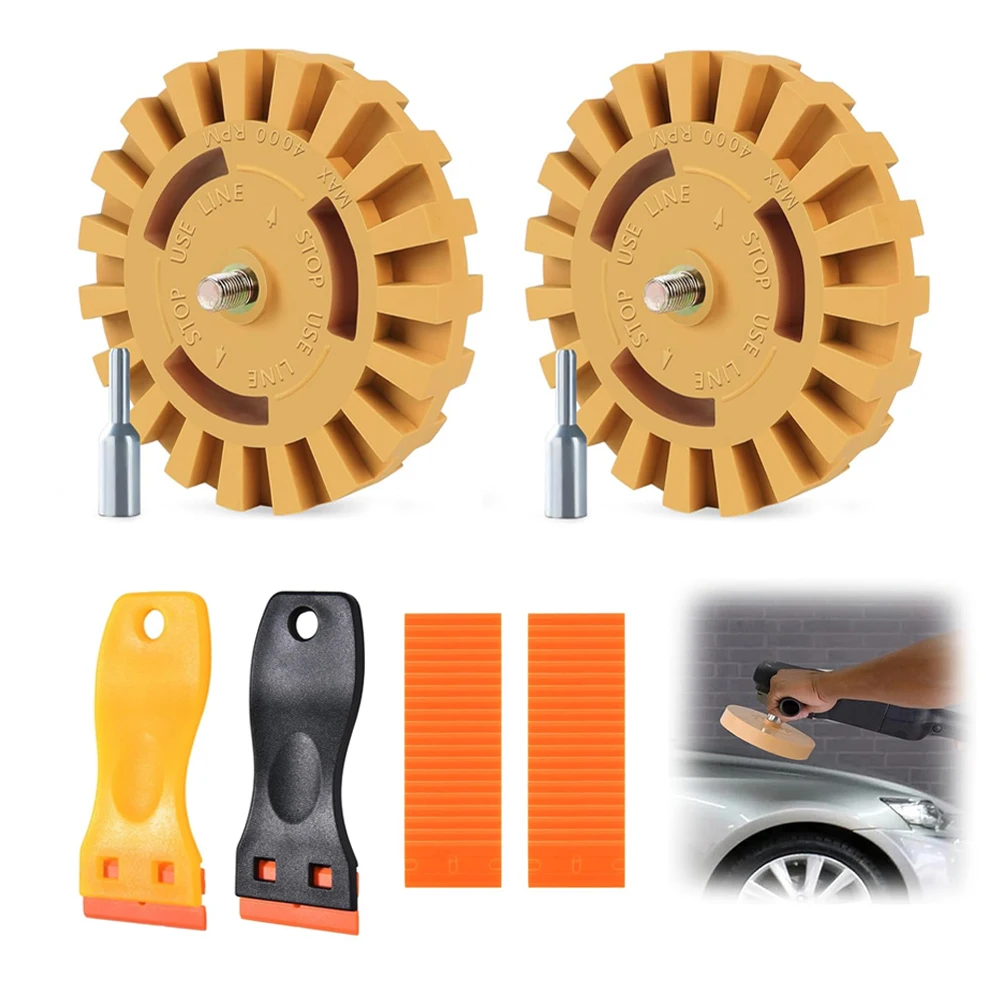 Auto Repair Paint Tool 20mm Polishing Wheel 4in Decal Remover Rubber Eraser Wheel for Car Glue Labels Stickers Remover