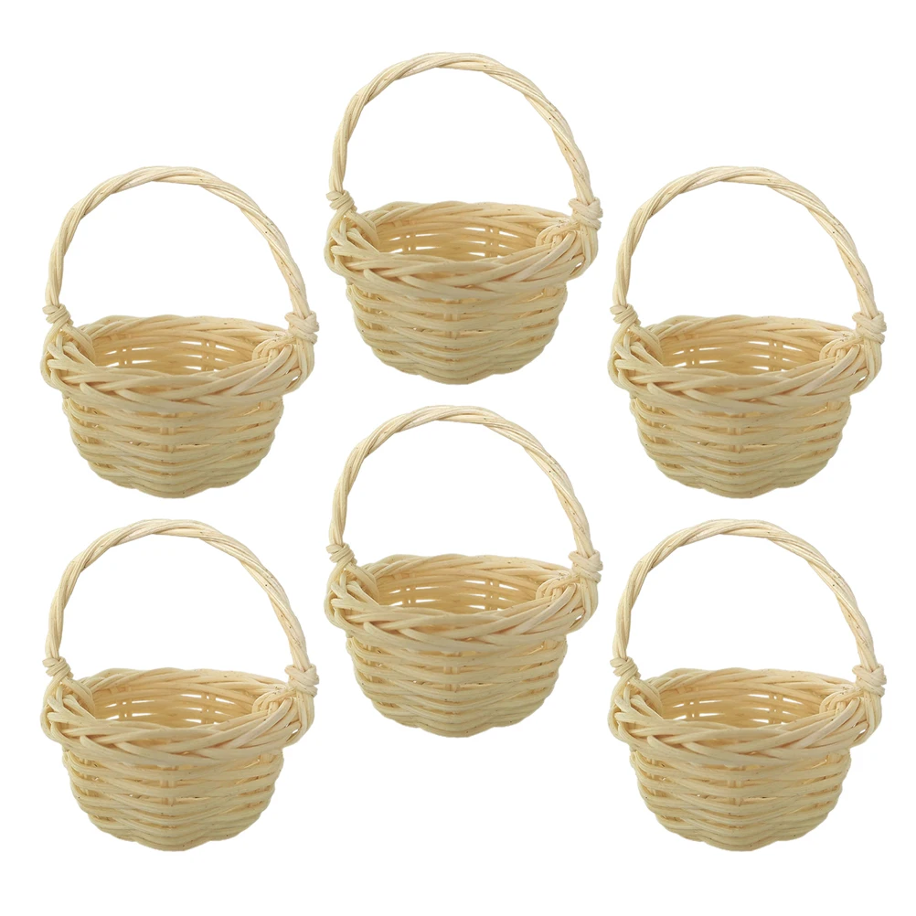 

6pcs Mini Woven Baskets Rustic Style Decorative Storage for Home Wedding Party Desktop Small Packaging Gift