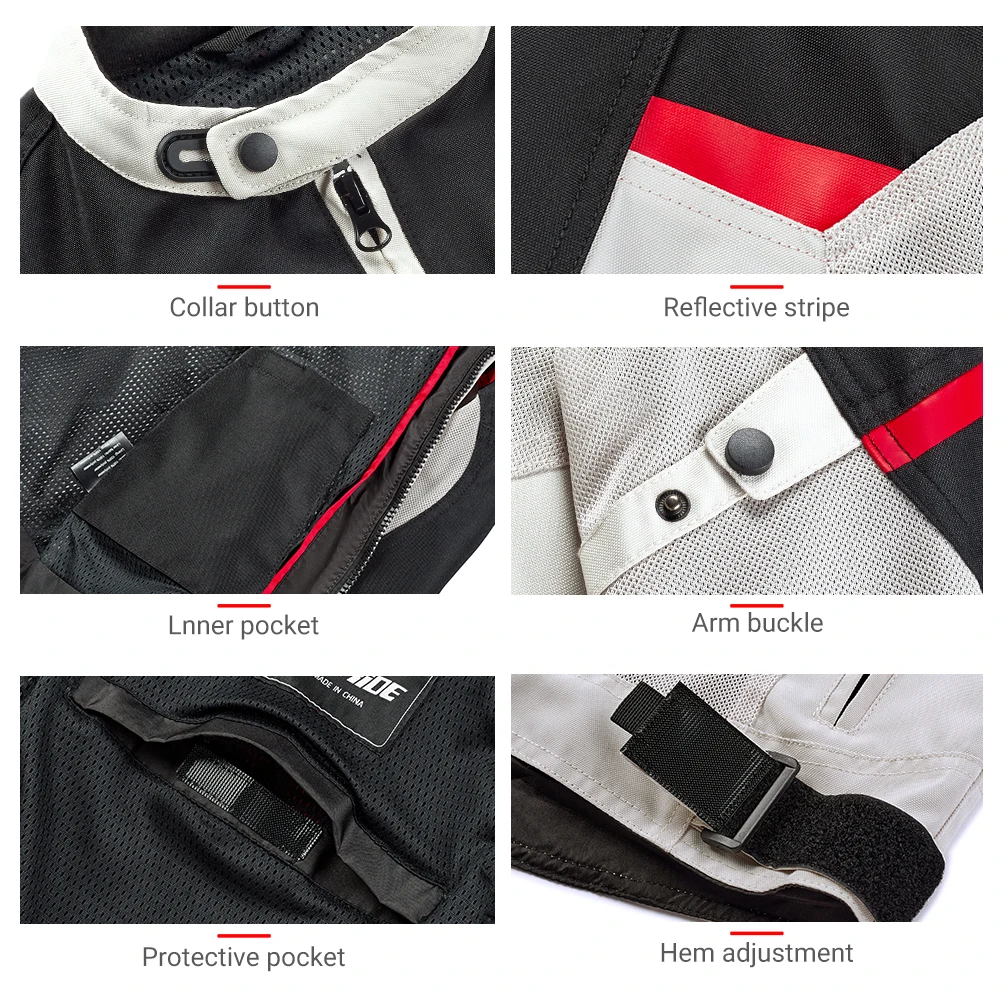 Men Mesh Breathable Moto Jacket Summer Motorcycle Jacket RidingOutdoor Rider Riding Pants Wear Detachable Clothing