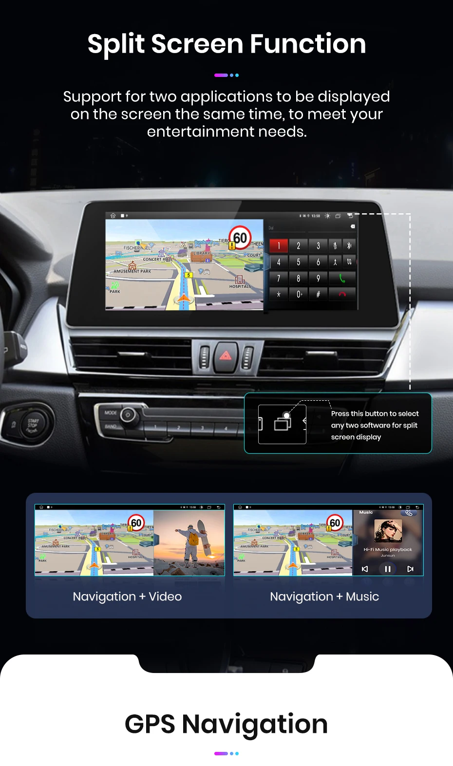 Junsun 8,8 zoll carplay für apple autoradio multimedia für bmw f45 f46 f87 2012-2018 nbt evo wireless android auto gps stereo – Detail 15