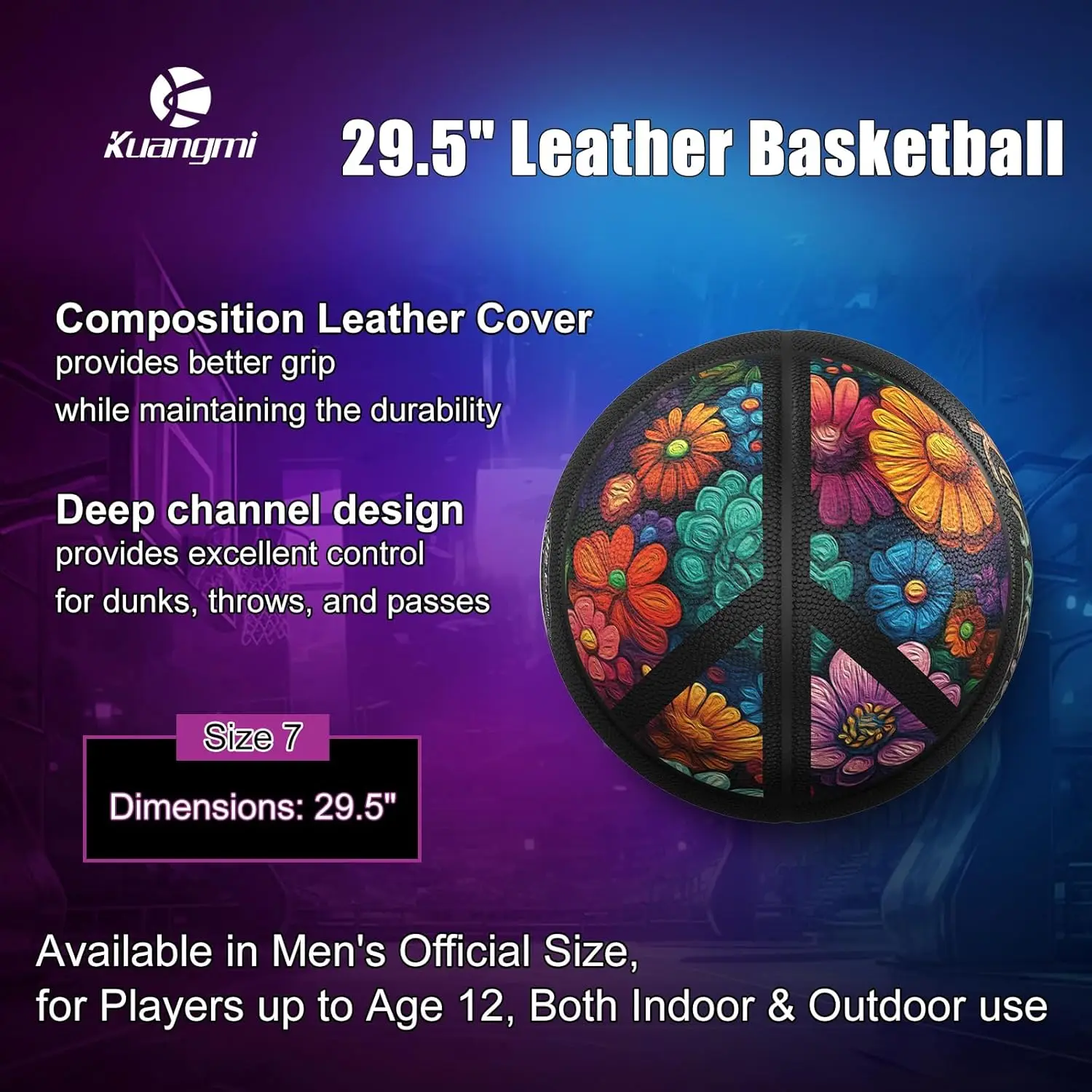 Баскетбольный мяч Kuangmi Love Lucky Series, официальный размер 7 (29,5 дюйма), художественный мяч ограниченного коллекционного выпуска