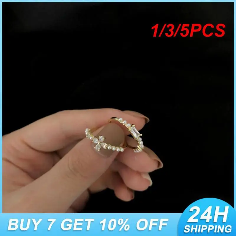 1/3/5PCS Water Drop Pearl Ring Ring Bright Color Womens Statement Ring Party Accessories Must Have Ins Style Adjustable Ring