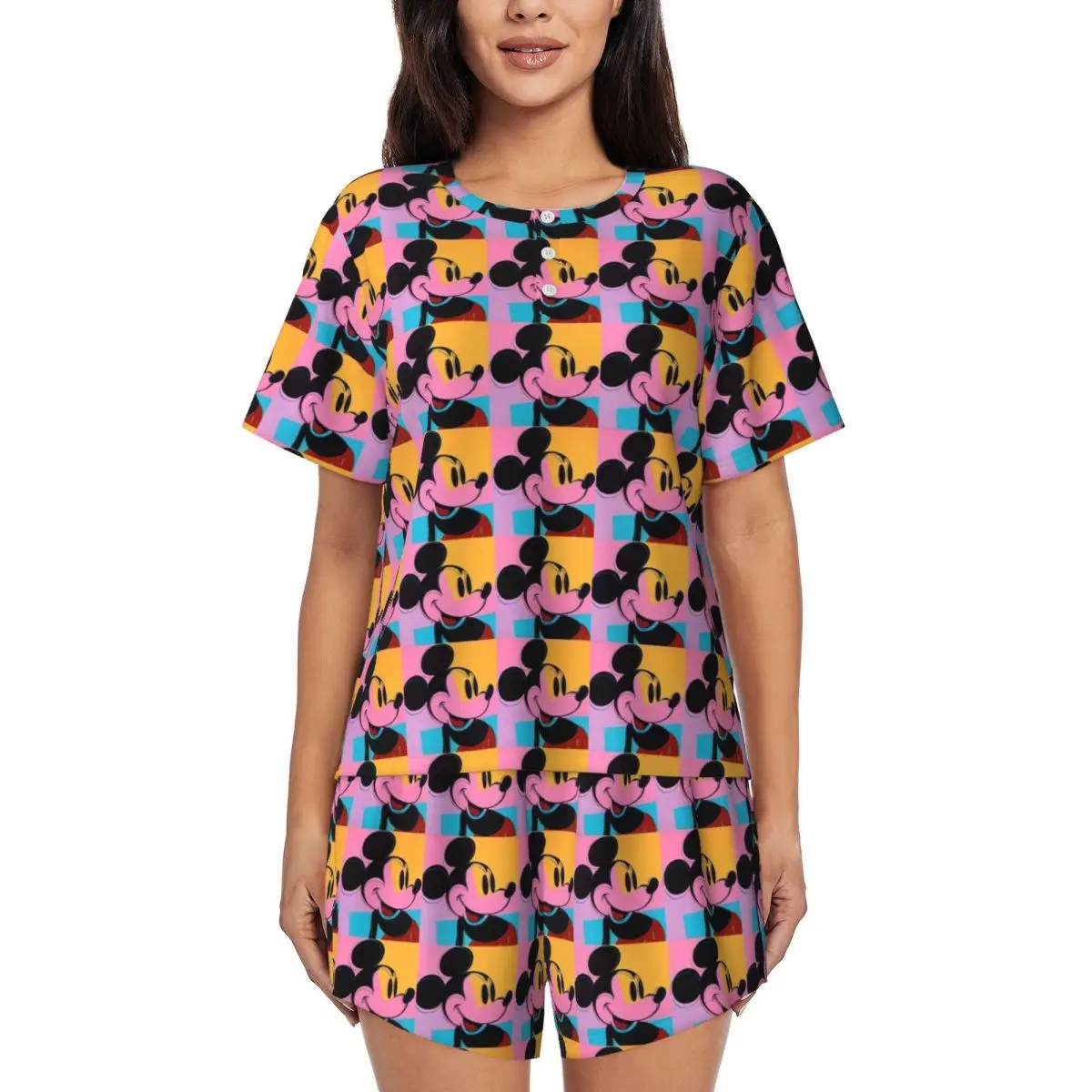 

Women's Cartoon Animation Minnie Mickey Mouse Pajamas Set Custom Printed 2 Piece Pjs Sets Short Sleeve Sleepwear Loungewear