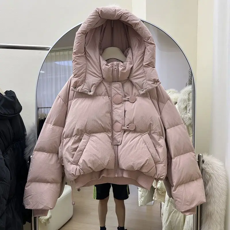 

Хлопковая одежда High Street, женская короткая осенне-зимняя новая свободная модная кожаная утолщенная теплая одежда с капюшоном