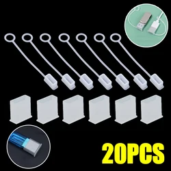 USB A Data Cable Silicone Dust Plug Cover with Rope For USB Drive Charging Cord Wrap Case Transparent Protector Covers