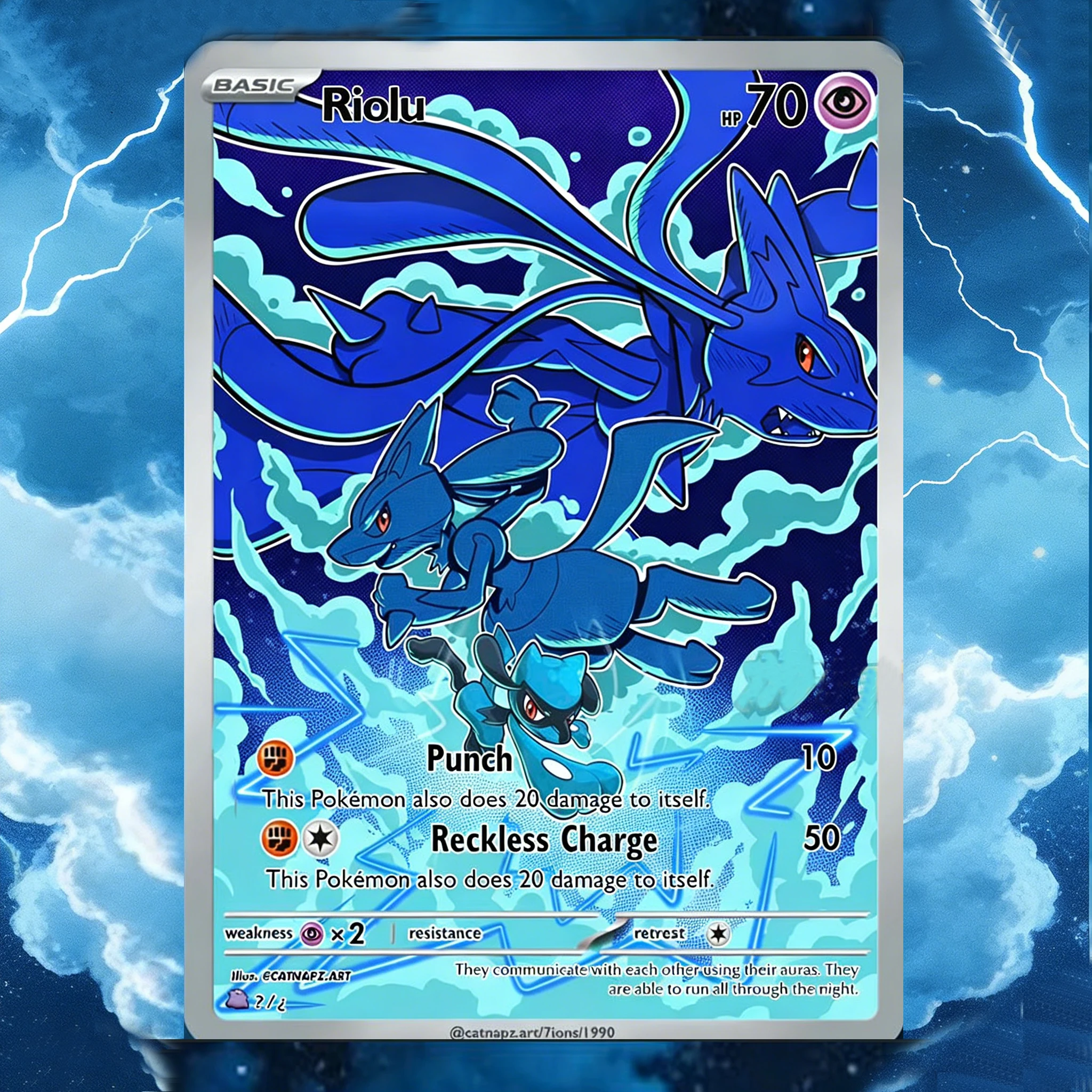 

DIY Custom Riolu PKM Card Gen Riolu Hobby Collection Cards with Foil Texture Collectible Anime Game Cards