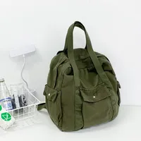 Leisure Sport Classic Style Backpacks Solid Zipper Large Capacity Canvas Durable Shoulder Bags for Unisex 2025 Retro Casual Tote