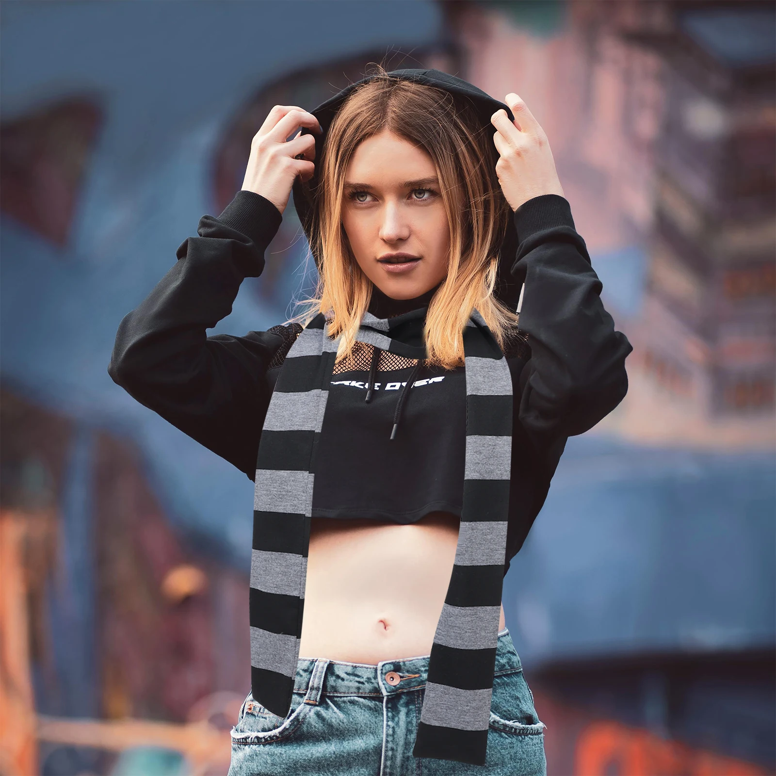 

Punk Harajuku Striped Scarf Cotton Warm Winter Accessory For Women Scarf Lightweight Vintage Rave
