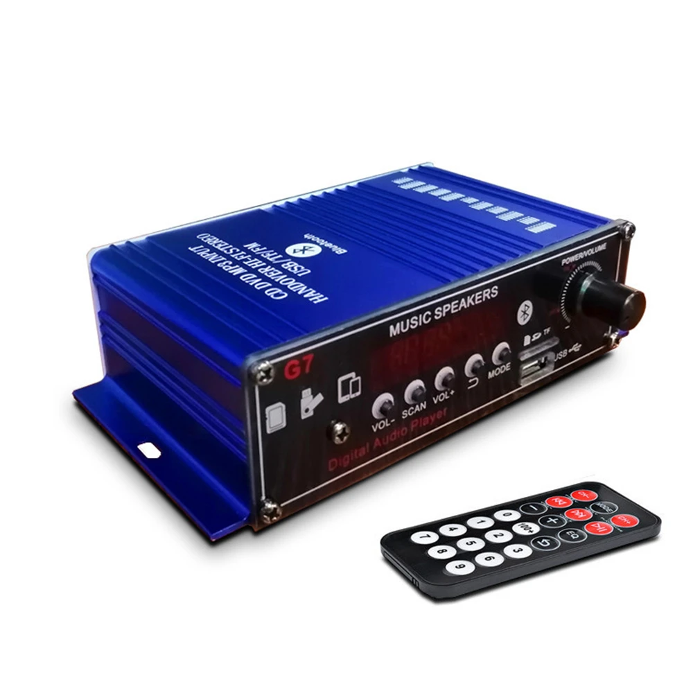 12V 2.0 Channel HIFI Stereo Audio Amplifier Wireless Bluetooth Home Car Fidelity Amplifier For Mic TF Card USB FM Home Amplifier