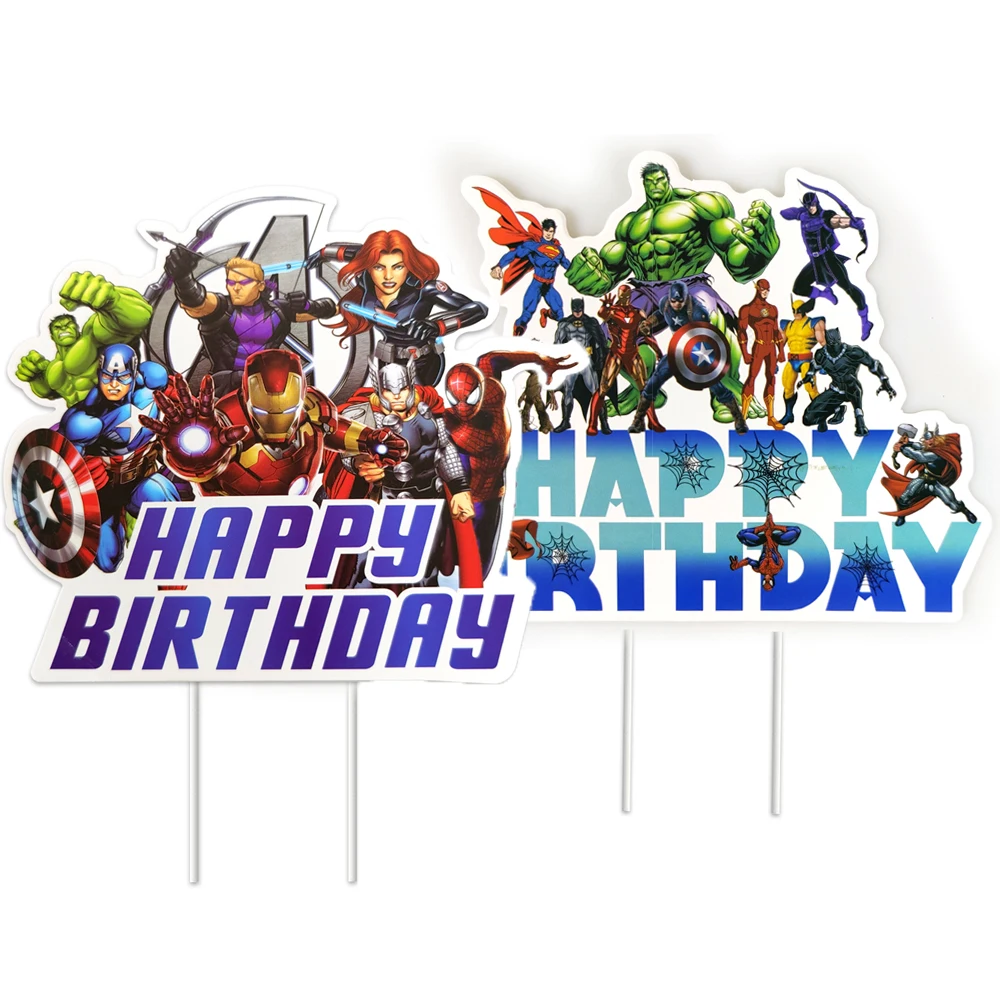 1pcs/lot Kids Boys Favors Baby Shower Superhero Theme Cake Topper Happy Birthday Events Party Decoration Avengers Cupcake Picks