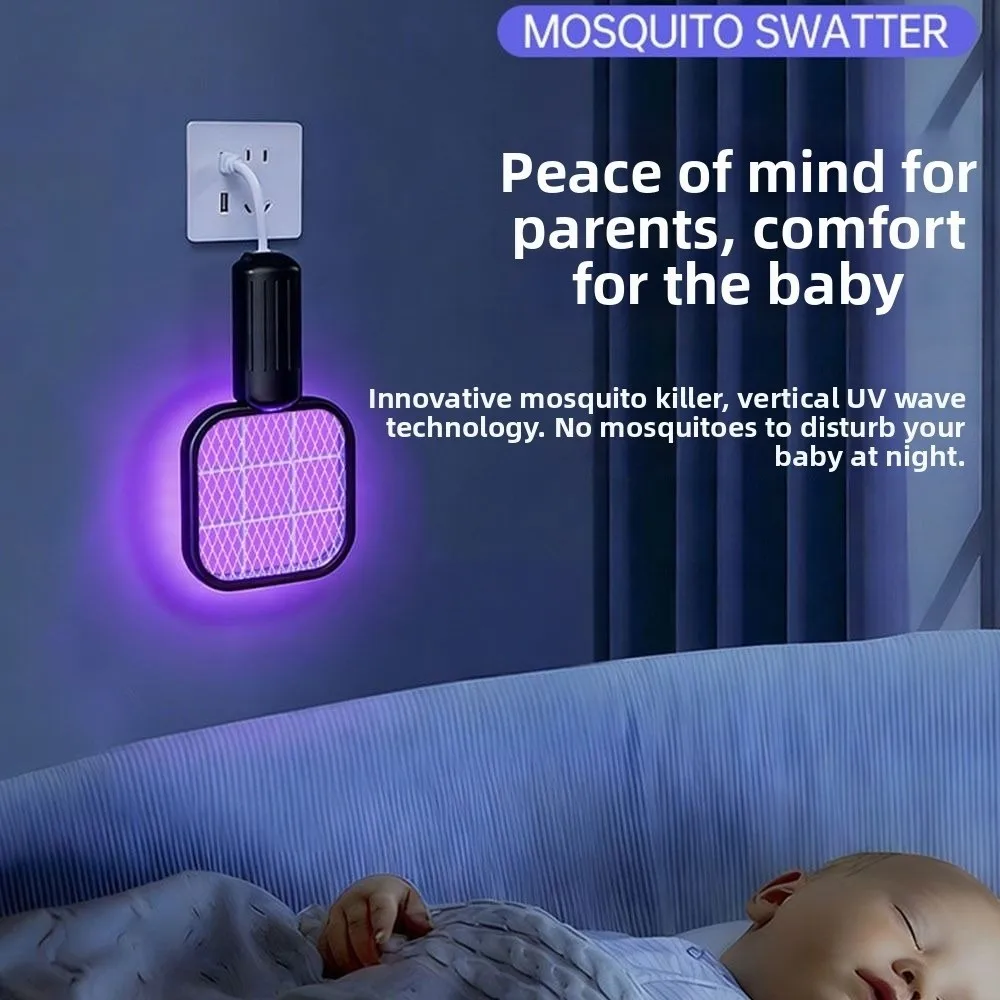 Electric Shock USB Mosquito Swatter UV Light Pest Control Insect Racket USB Security Net Physical Mosquito Trap Racket Picnic