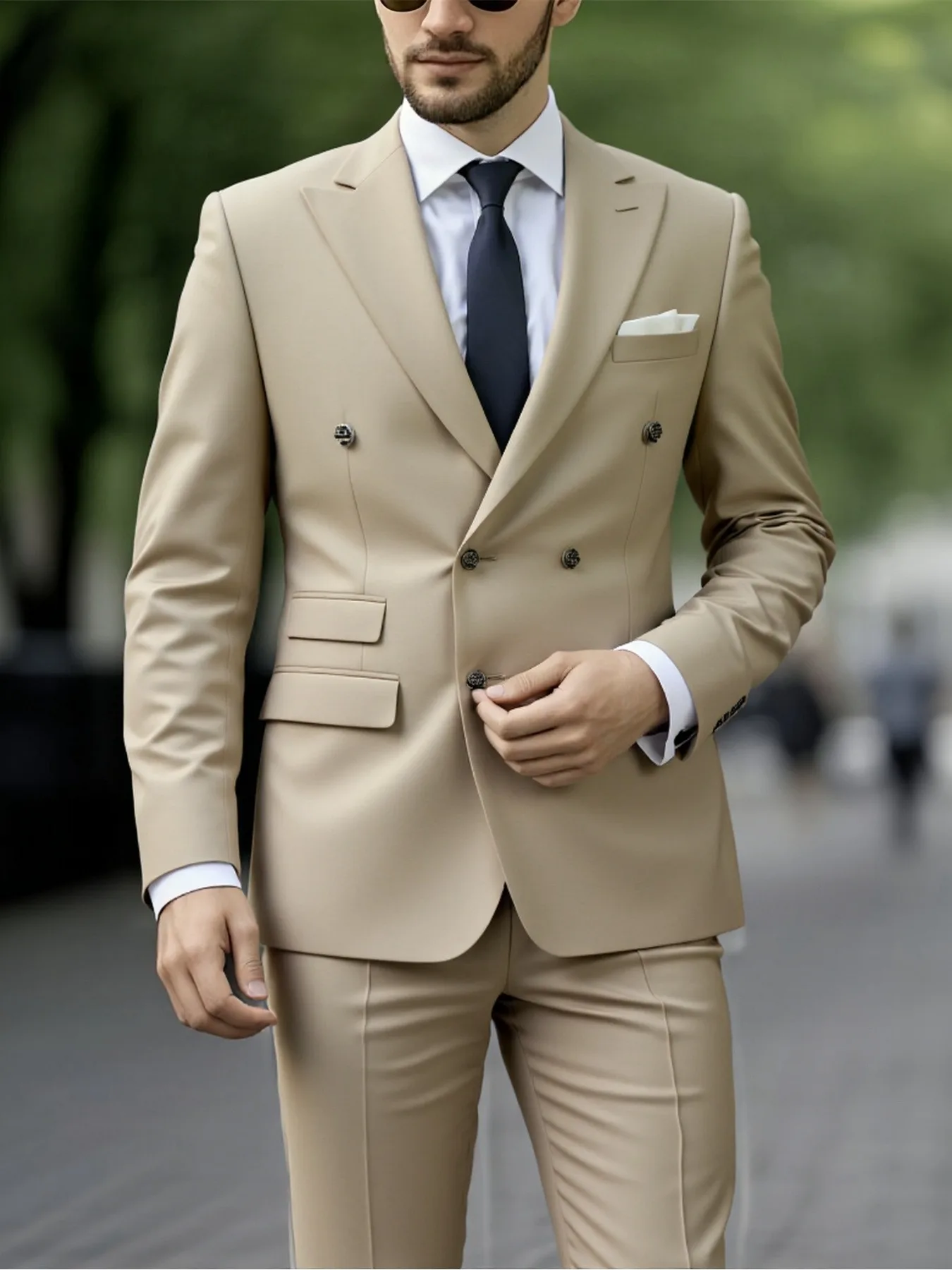 

Men's Slim-Fit 2pcs Suit - Groom Groomsmen Party Business Formal Attire