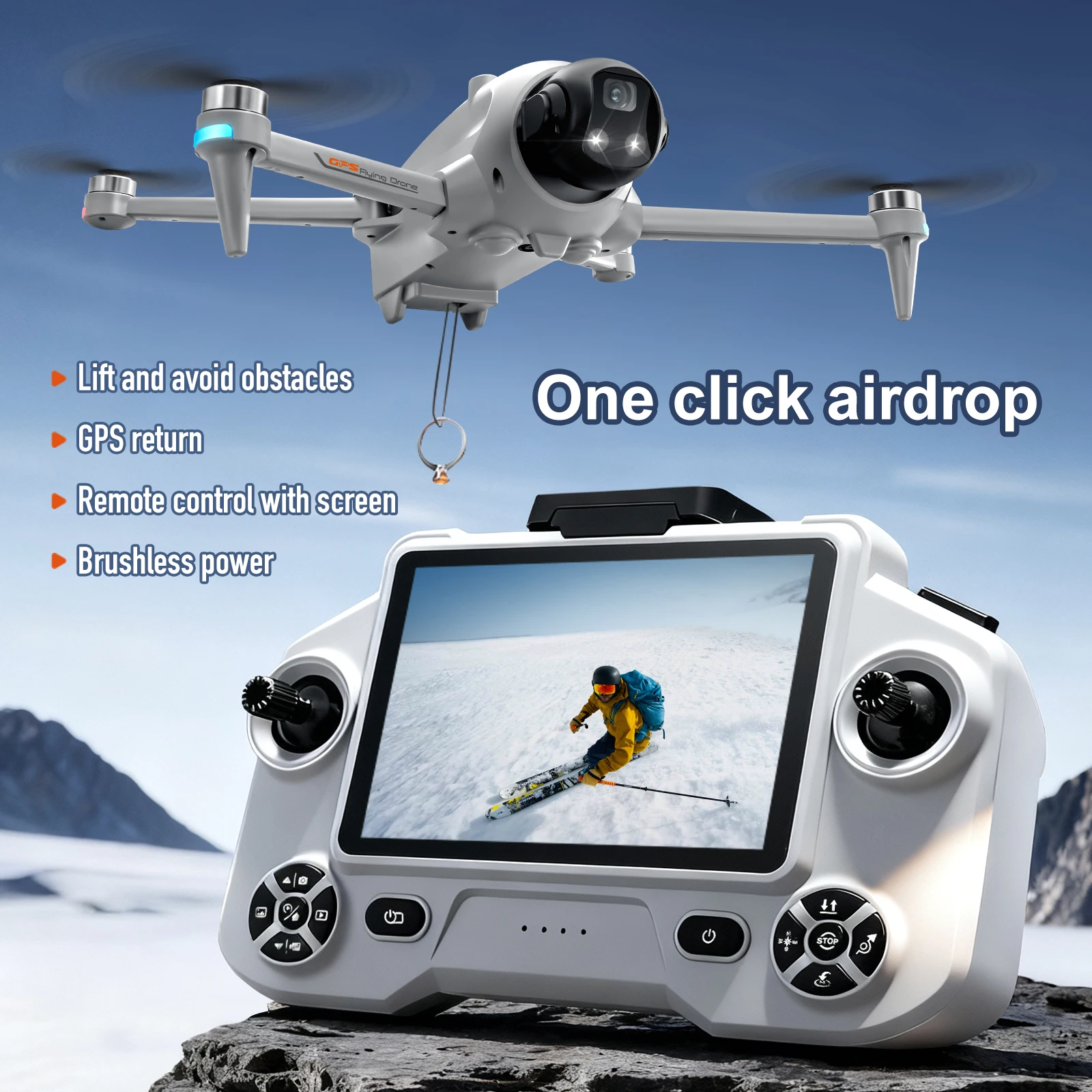 

HD Camera Drone 50X Digital Zoom GPS Positioning 5G Screen Remote Voice Prompt Obstacle Avoidance LED Navigation Light Folding Drone